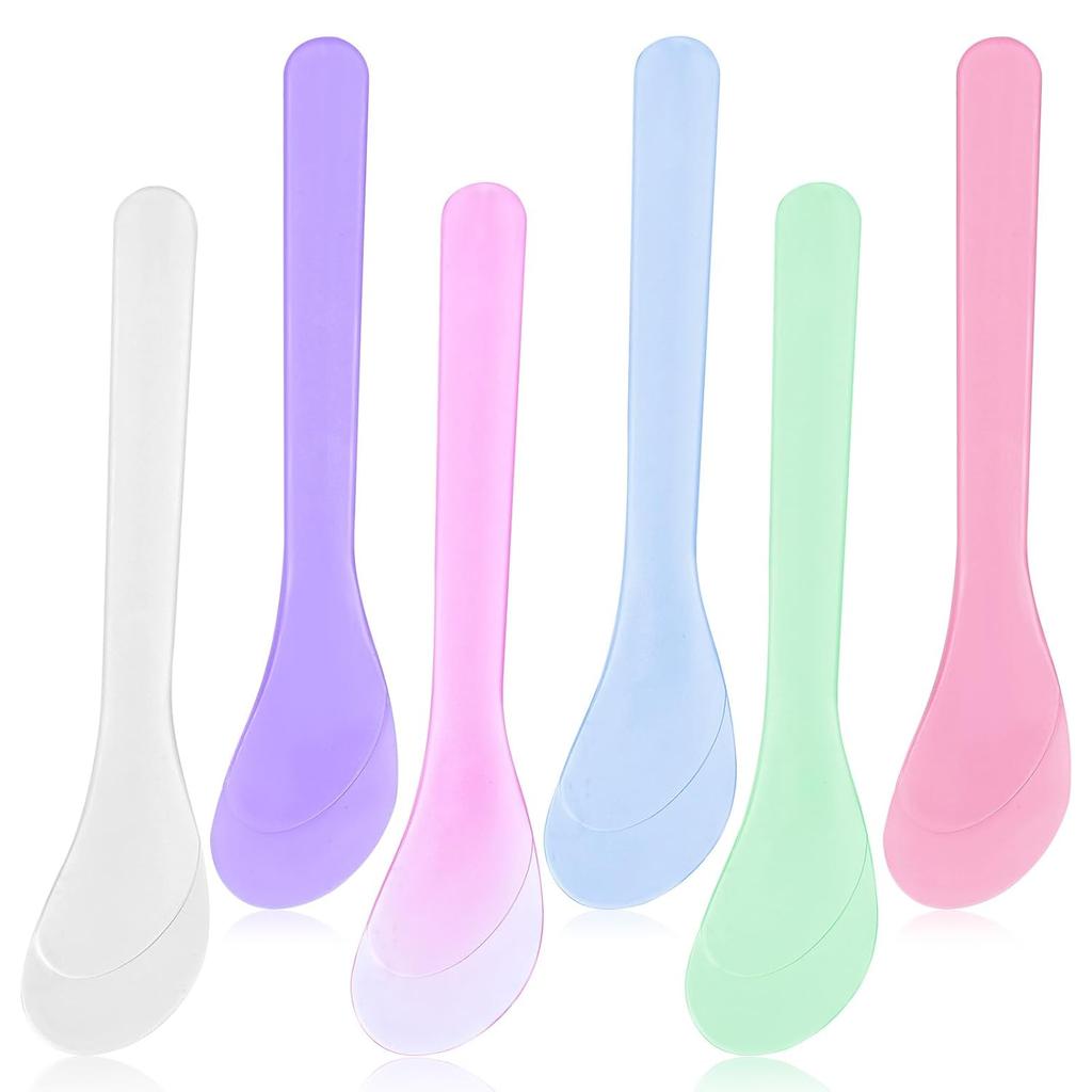 6PCS Makeup Scoops Spatulas Plastic Beauty Spoon Facial Cream Brush Reusable Cosmetic Mask Mixing Scoop Tool for Lotions Cream and Sampling Tool