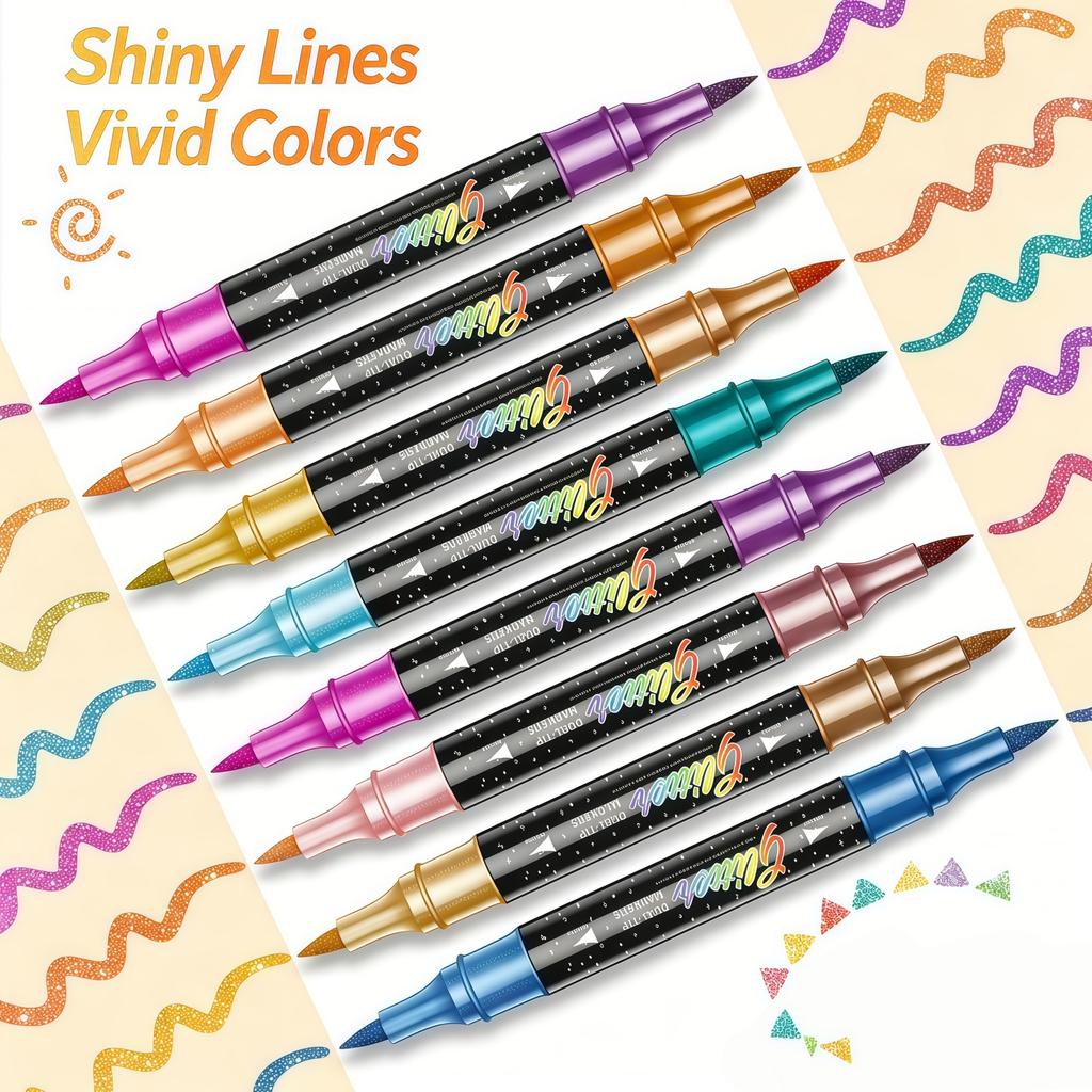 12/24 Pcs Dual Tip Glitter Markers, 2-In-1 Double Color Shiny Pens For Diy Craft, Rock Painting, Kids Art, School Supplies