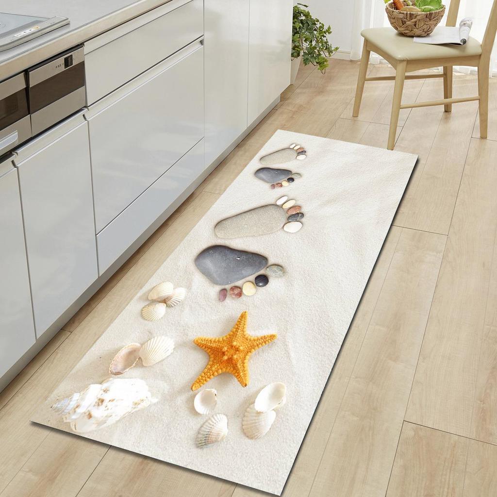 1 ks Plážový vzor měkkých kamenů Podložka na podlahu Moderní kuchyňský polyesterový koberec Protiskluzový Barevný Vnitřní koberec, Pro domácí koupelnu ložnici obývací pokoj dekor
