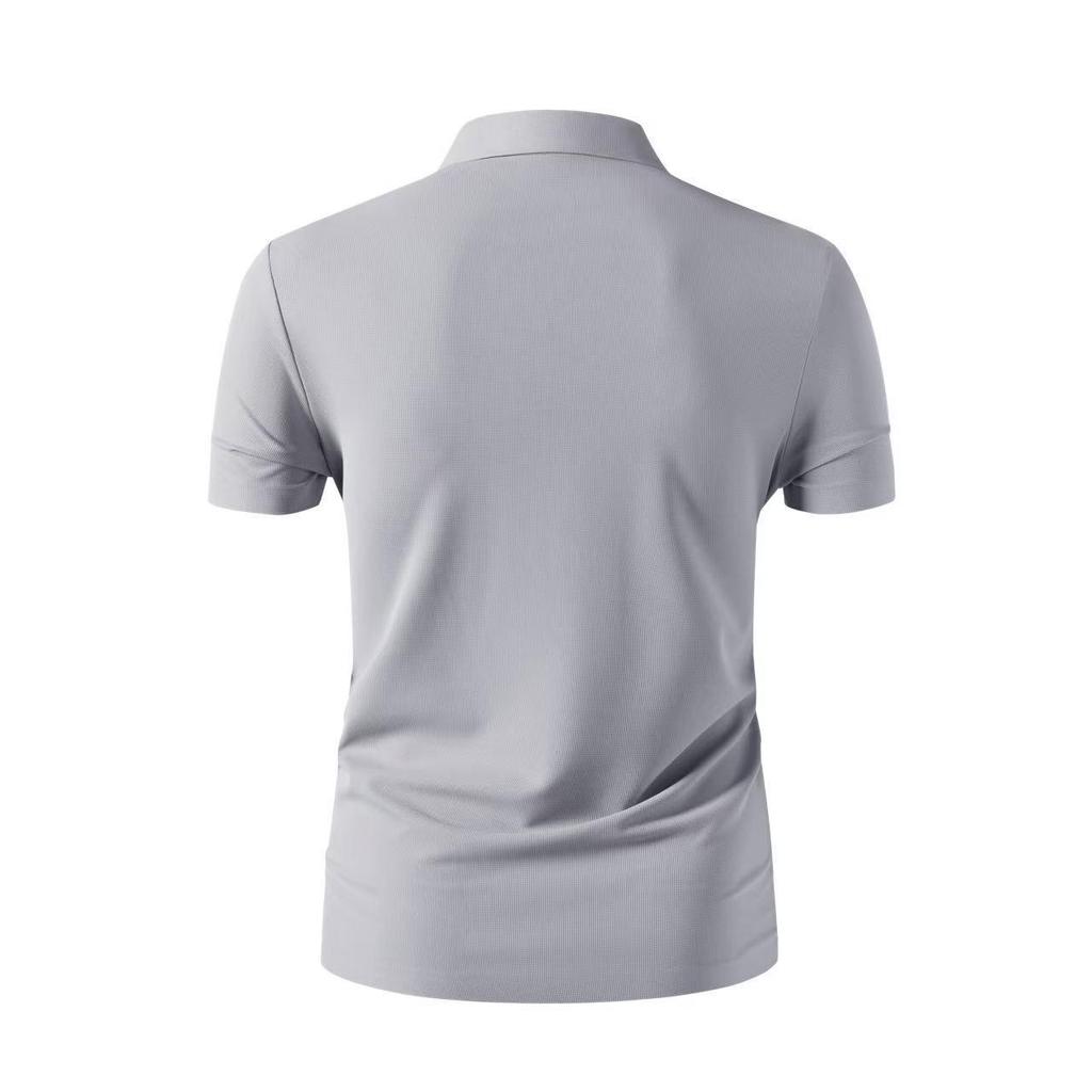 Men's Plus Size Summer Short Sleeve Zipper Polo - Casual, Breathable, High Elastic Pique Mesh Top