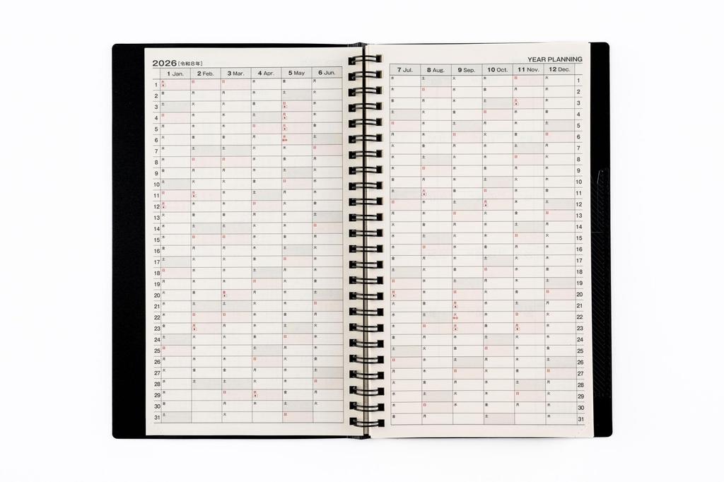 Takahashi 2026 A5 Weekly Ring 90 January Diary, Slim, Left, Black, No. (Starts 2026)