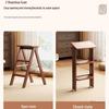 Solid Wood Folding Step Stool Chair - Multifunctional 3-Step Ladder for Kitchen and Household Use