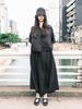 MER MER (2 Colors) Ice Linen Three-Pleated Skirt Black/Beige