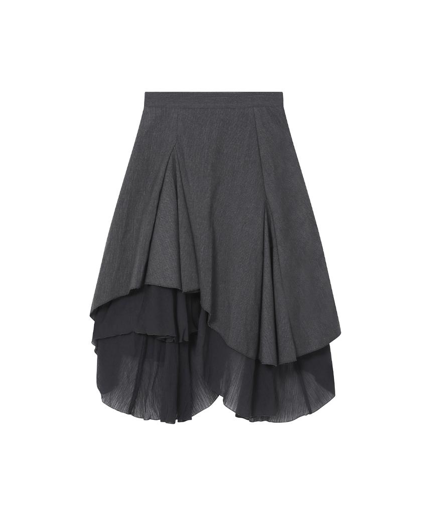 Miseki Seoul Unbalanced Layered Skirt Charcoal
