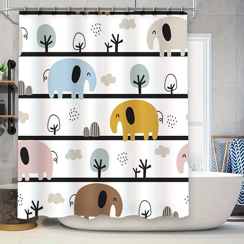 

Animal-Themed Waterproof Shower Curtain Made With High-Quality Fabric For Bathroom Decor Suitable For Kids Rooms Or Family Bath W60H190(CM)-1 Pcs