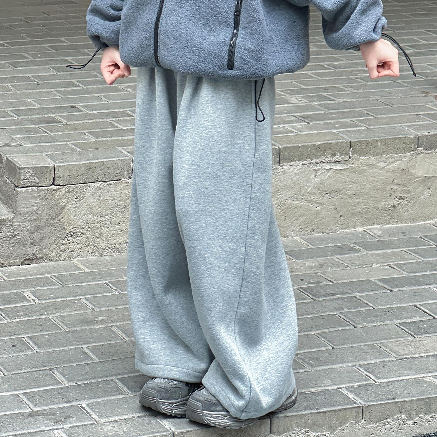 

Girls Fleece Jacket & Wide-Leg Pants Set - 2025 Autumn/Winter Trend for Big Kids 130 cm