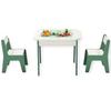 GINGER HOME Kindertisch 4-in-1 mit 2 Stühlen – Wendbare Tischplatten, Tafel & Blöcke Typ LEGO – Design WALD