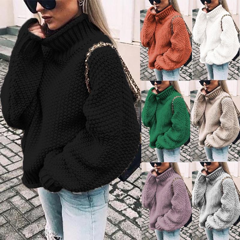 Stylish Winter Women's High Neck Pullover Long Sleeve Sweater For Ultimate Warmth