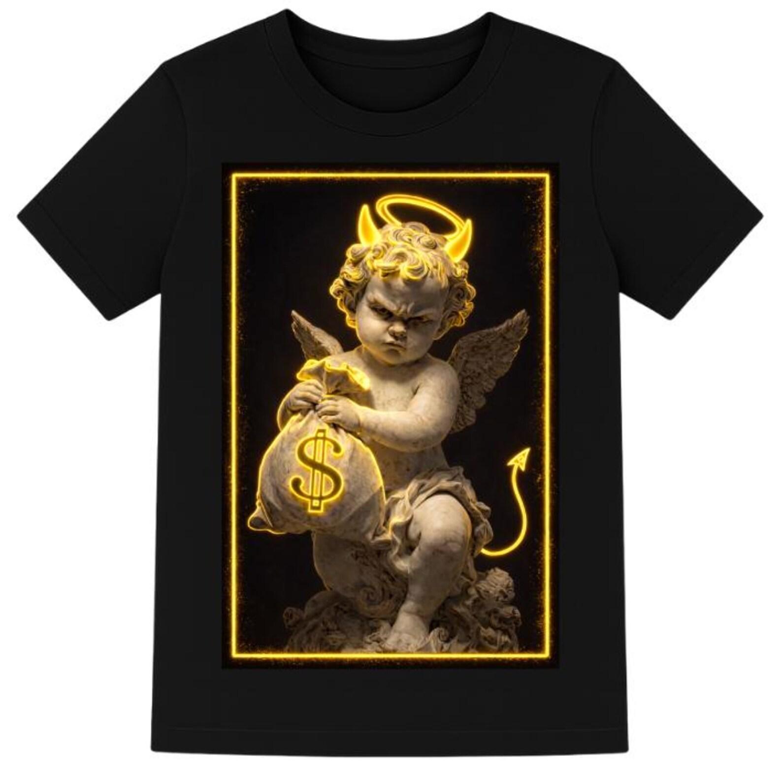 Cupid Devil Angel Money Shirt, Dark Cupid Dollar Tee, Greed Love Graphic Shirt, Angel Devil Valentine Streetwear S