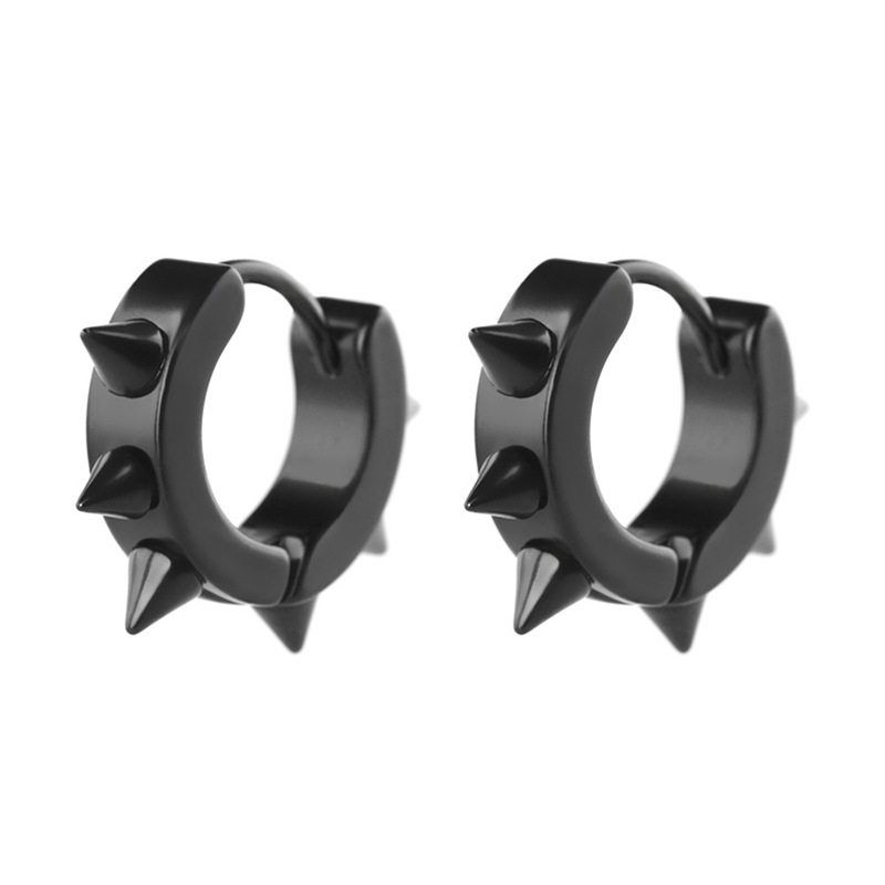 48 PCs European and American Stainless Steel Black Cross Stud Earrings