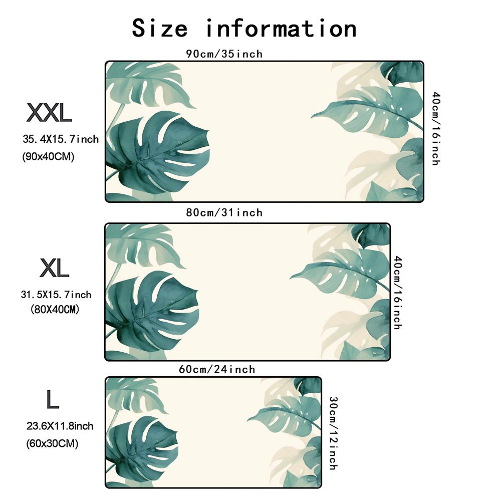 Xxl Green Tropical Leaves Botanical Mouse Pad Antislip Rubber Base Gaming Desk Mat Computer Keyboard Mat For Office Accessories