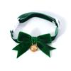 2PCS Adjustable Cat Collar Christmas Theme Dog Collar with Bells Pet Breakaway Neck Collar Pet Bowtie Festival Supplies