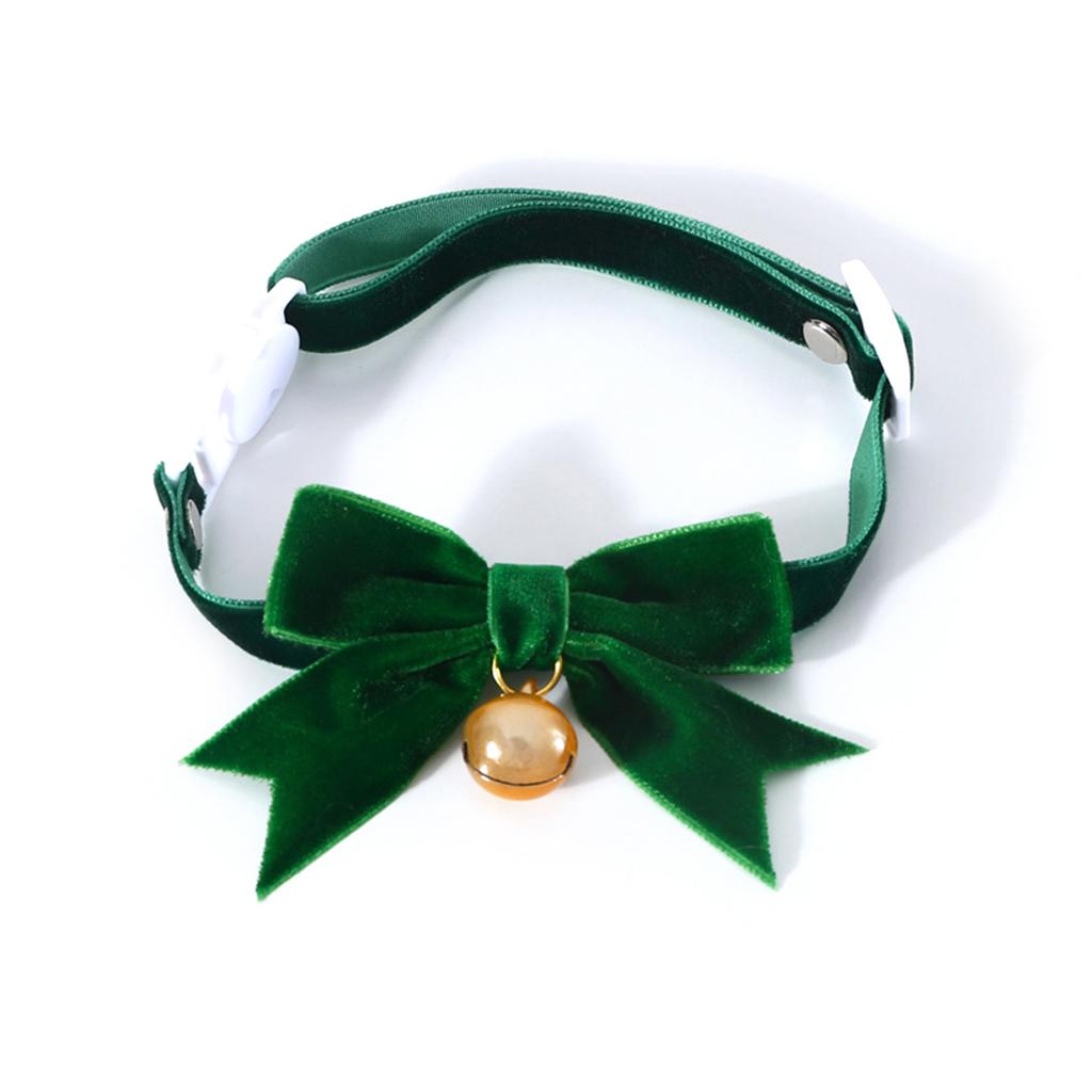 2PCS Adjustable Cat Collar Christmas Theme Dog Collar with Bells Pet Breakaway Neck Collar Pet Bowtie Festival Supplies