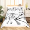 Winter Ski Sports King Queen Duvet Cover Snow Skiing Bedding Set Cartoon High Mountain Landscape 2/3 Pcs Blue White Quilt Cover