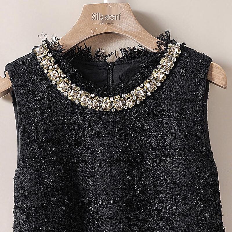 Sisiboshe Women's Beaded Round Neck A-Line Vest Dress