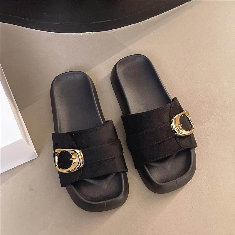 Internet Celebrities Popular Thick-bottomed Muffin Slippers Women's Summer Wear 2025 New Korean Go Out Comfortable Premium Cool Slippers