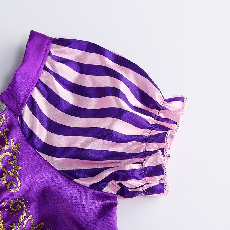 Rapunzel Princess Dress Girl Purple Puff Sleeve Cosplay Tangled Costume Halloween Vestido Kids Birthday Ball Gown Clothes
