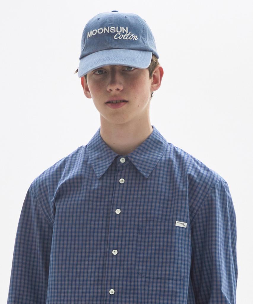 MOONSUN M.C Logo Vintage Washed Cap / Blue