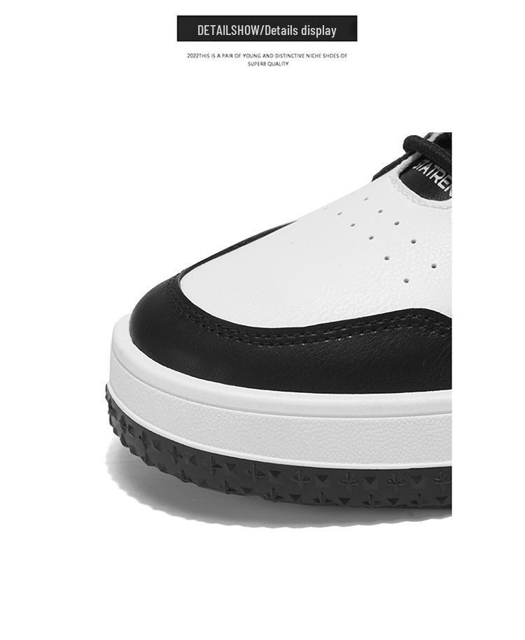Men's Trendy Autumn White Sneakers - Breathable, Versatile Thick Sole Low Top Casual Skate Shoes