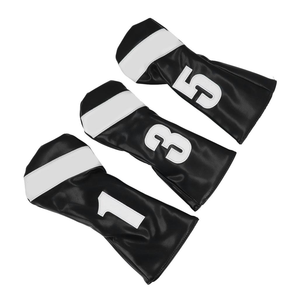 3PCS Head Cover PU Leather Waterproof Protective Headcovers Set with Plush Lining for Woods