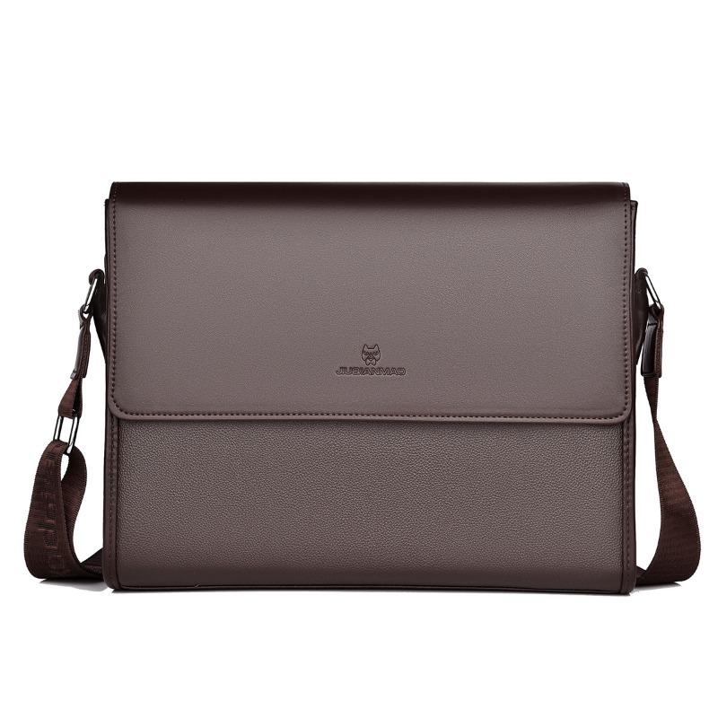 

New lychee pattern shoulder bag crossbody men s bag business diagonal backpack briefcase темно-коричневого