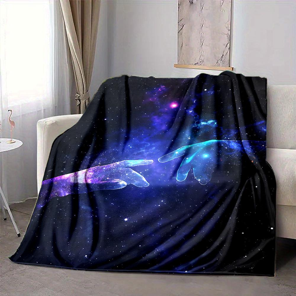 1pc Galaxy Hands Blanket, Lightweight Flannel Throw Blanket for Sofa, Bed, Travel, Camping, Living Room, Office, Couch042