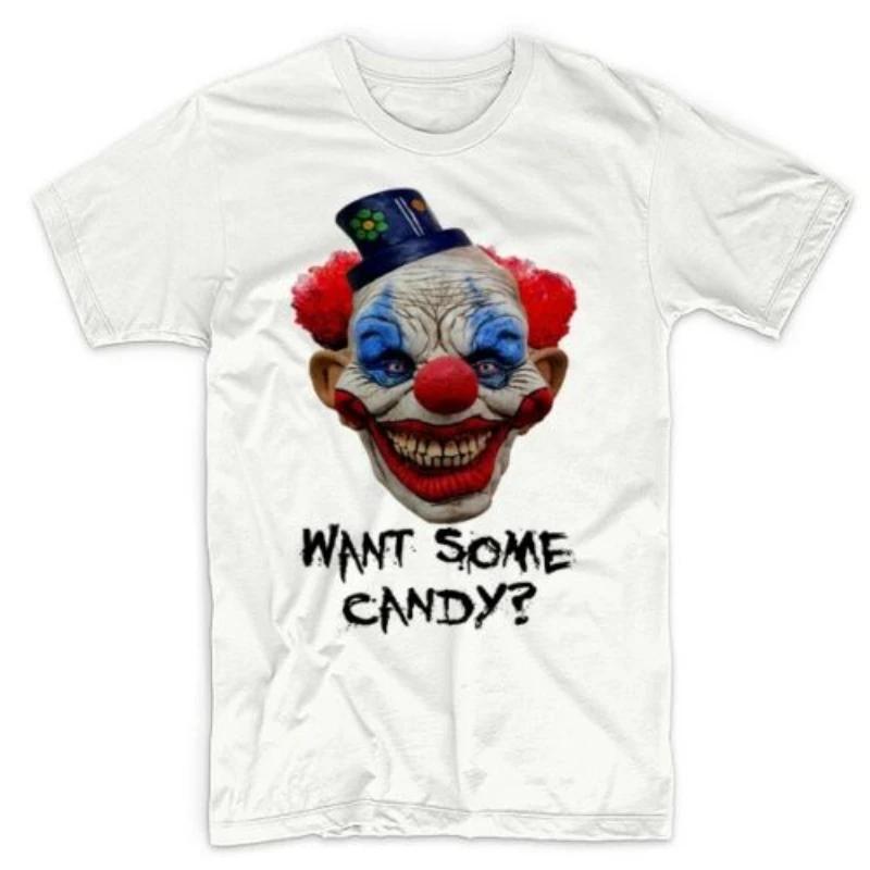 Evil Scary Horror Creepy Clown Halloween Gift T Shirt 100% Cotton Short Sleeve O-Neck Casual T-shirts Loose Top New Size S-3XL 4XL