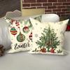 Festive Christmas Pillowcases: Tree, Wreath, Ornaments, and Vintage Truck Designs Sofa Cushion Cover New Year Home Decoration