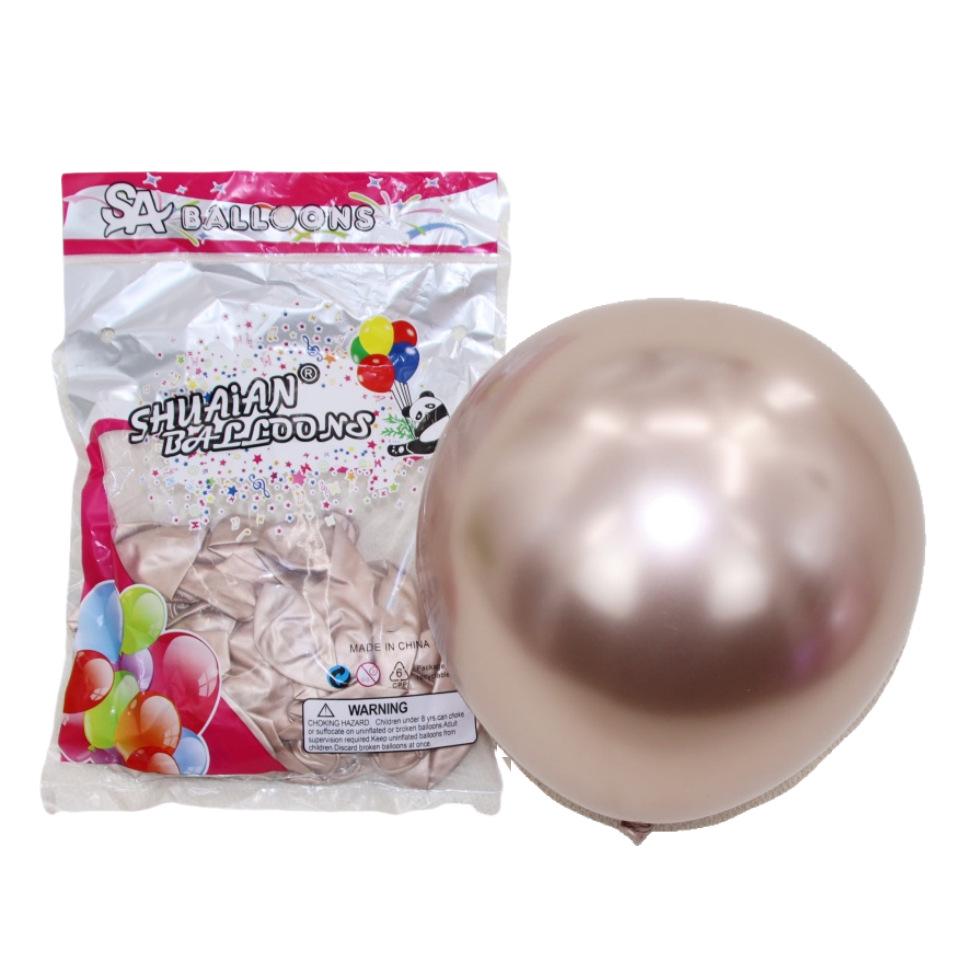 Shuai An Metallic Chrome Balloons: Gold, Silver, Blue, Green, Purple - 5", 10", 18", 36" Round Latex Party Decorations