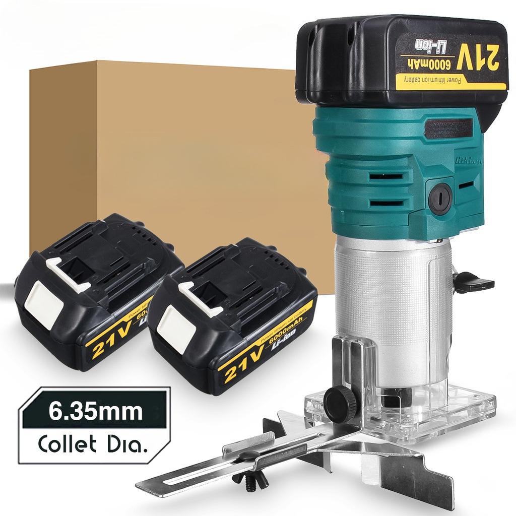 1280W 21V Cordless Electric Trimmer Woodworking Engraving Slotting Trimming Milling Machine Wood Router