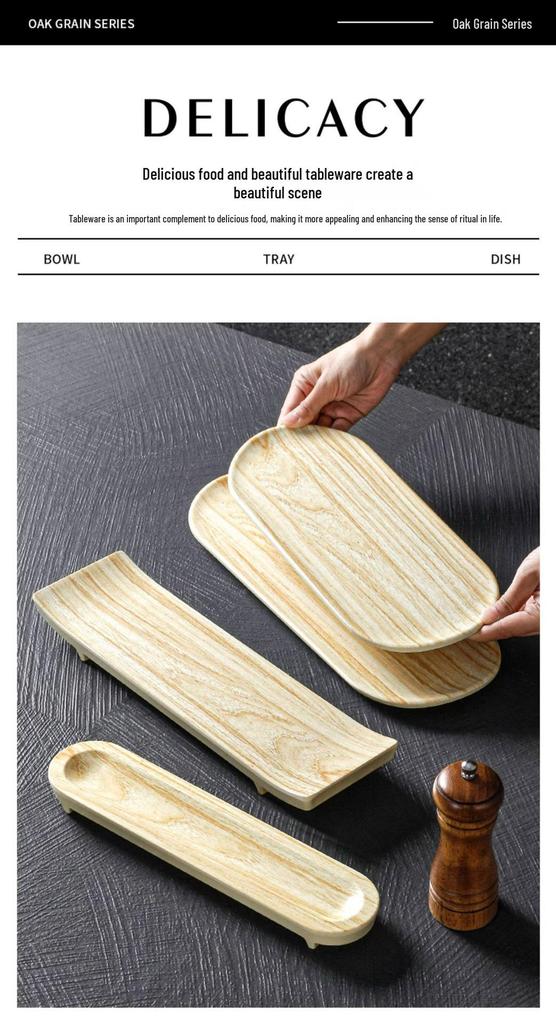 Xiangyuanmei Melamine Barbecue Hot Pot Side Plate - Imitation Porcelain Grill Pan with Wood Grain Design