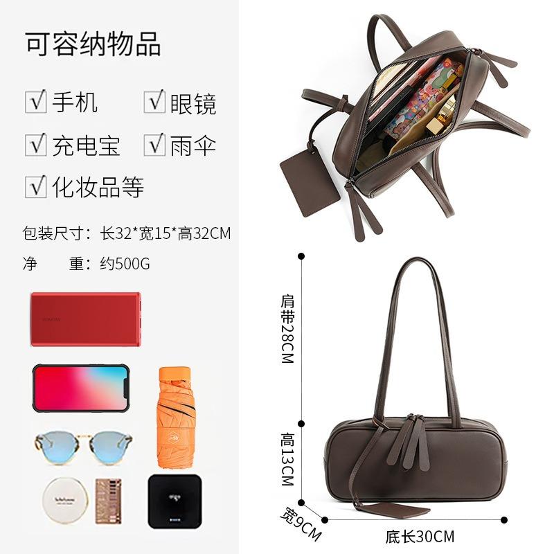 Bag Women's First-layer Cowhide Bag, Underarm Leather Girls' High-end Sense of Commuting To Work Shoulder Bag