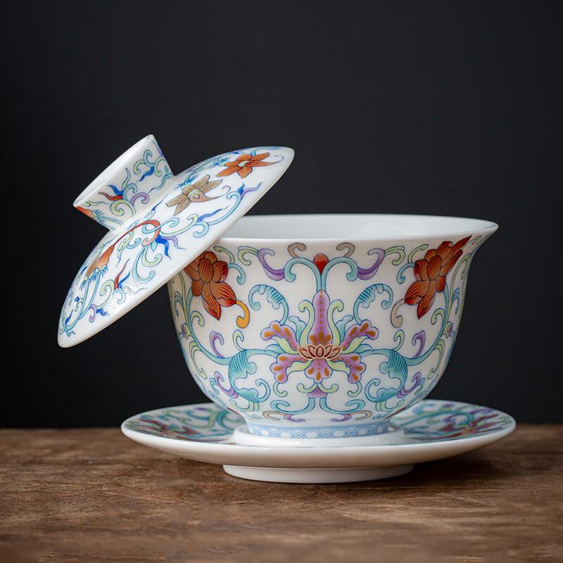 Simetang Hand-Painted Doucai Porcelain Gaiwan