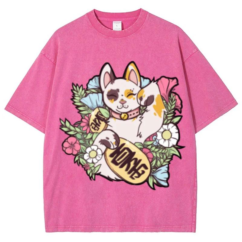 

Милая женская футболка с принтом мультяшного щенка, оверсайз, свободного кроя, модная, с коротким рукавом, выстиранная, повседневная базовая футболка, летняя футболка 3XL