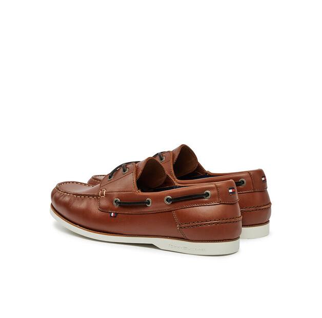 Polobotky Tommy Hilfiger Th Boat Shoe Core Lth FM0FM05569 hnědé