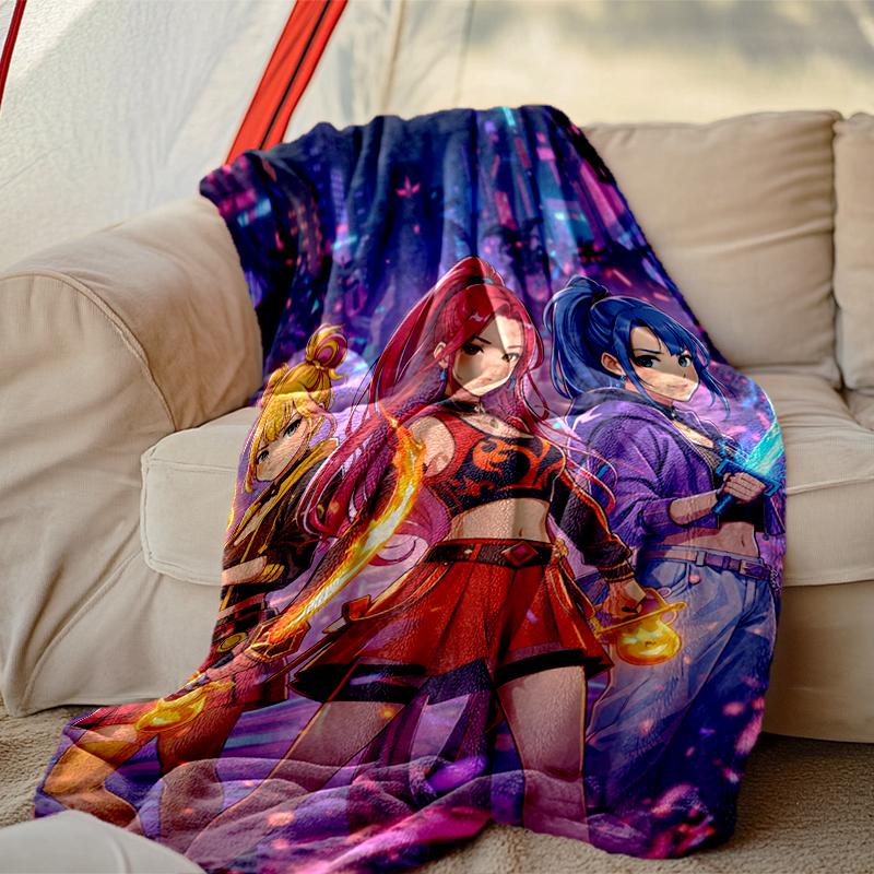 1pc Snug Kpop Demon Hunters Blanket, Lightweight & Durable Print Blanket, Perfect for Home, Couch, Bed, Picnic, Travel, Office