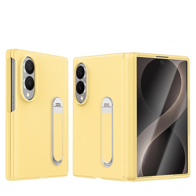 360 Metallhalter Lederhülle für Samsung Galaxy Z Fold 8 Wide 5G Displayschutzfolie Magnetische Scharnier Schutzabdeckung