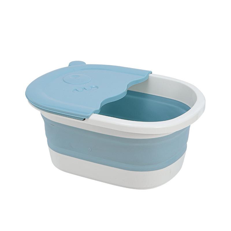 Folding Cartoon Duck Children's Foot Soaking Bucket with Lid Massage Foot Washing Basin Portable Household Insulation