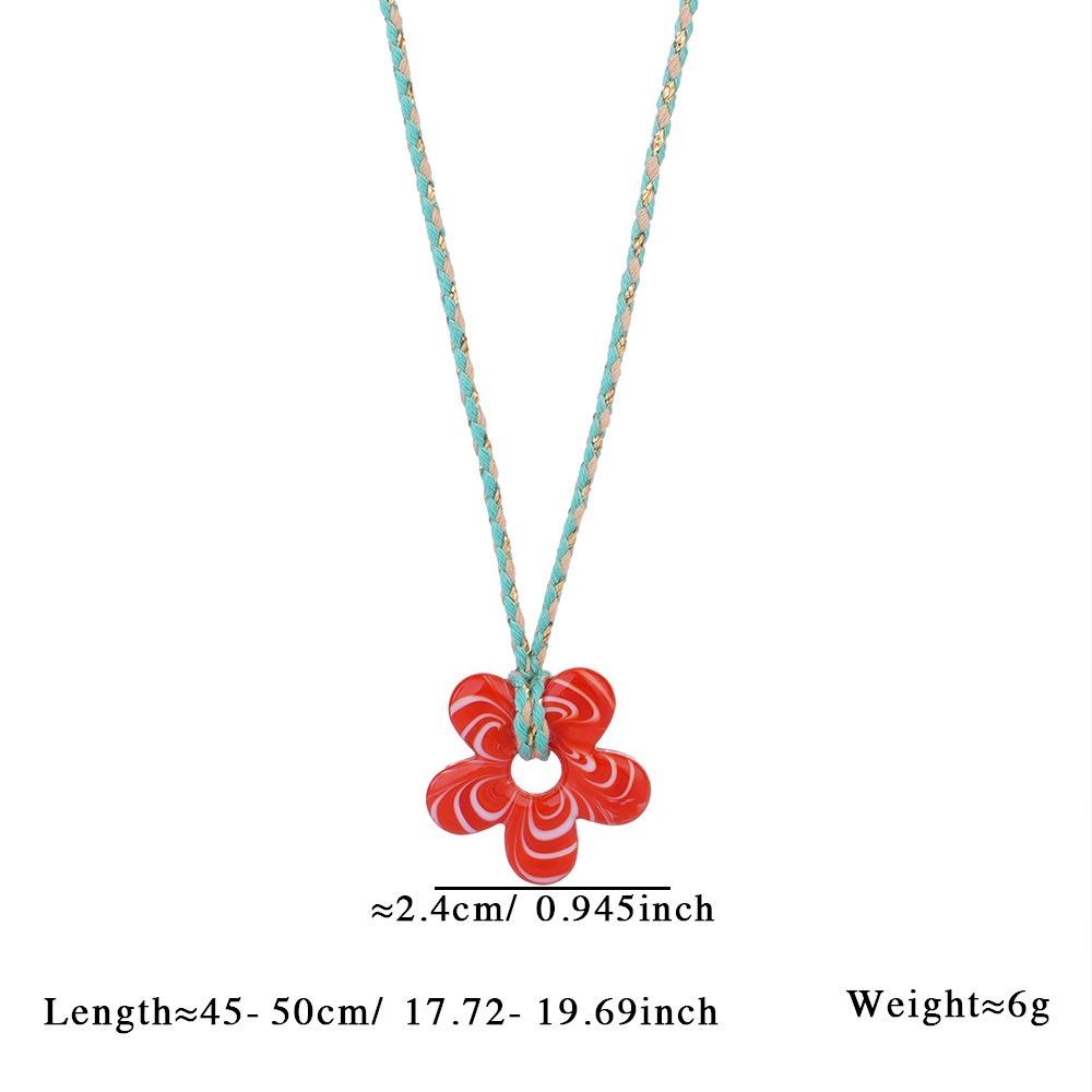 Colorful Mini Flower Necklace Jewelry Floral Chain Choker Coloured Glaze Pendant Necklace  Vacation