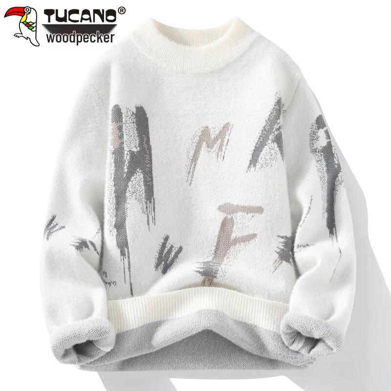 

TUCANO Men s Faux Mink Half-High Collar Knit Sweater
