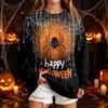 Women's Casual Round Neck Sweatshirt with Halloween Print, Long Sleeve Pullover for Festivals