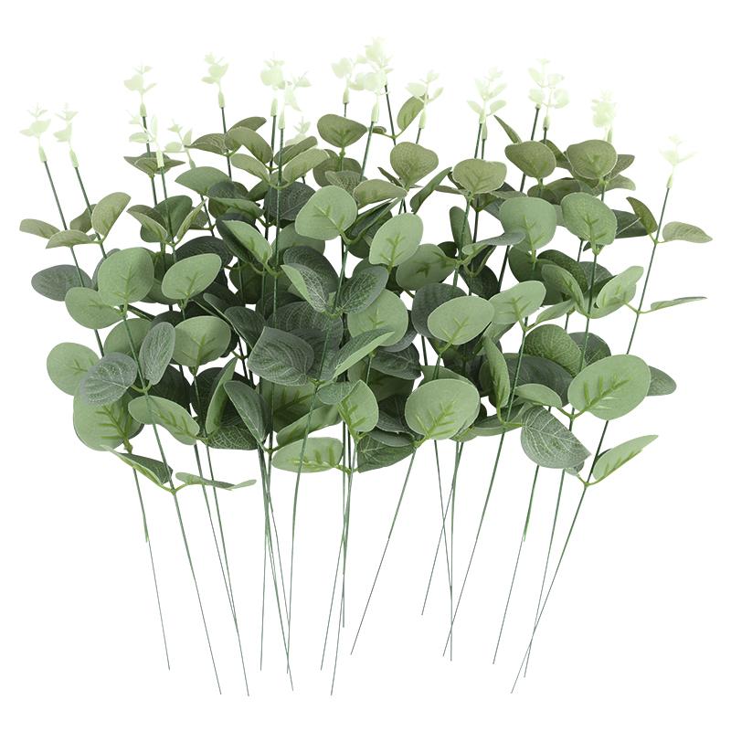10/30Pcs Eucalyptus Leaves Branch Artificial Plastic Green Plants Stem for Home Garden Vase Decoration Wedding Party Fake Flower