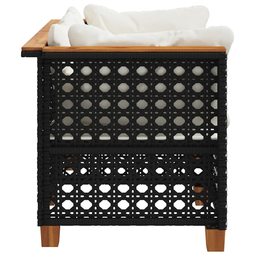 Garden Corner Sofa Set with Cushions 2 Pieces Black Poly Rattan