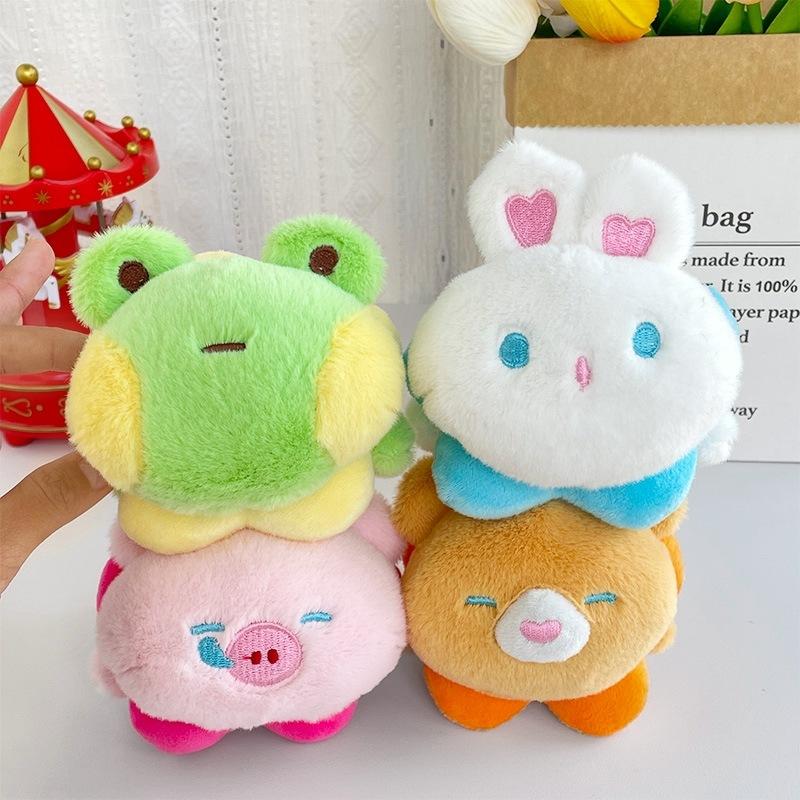 Cute Cartoon Garland Small Animal Keychain Creative Lazy Bear Rabbit Doll Bag Pendant Couple Gift