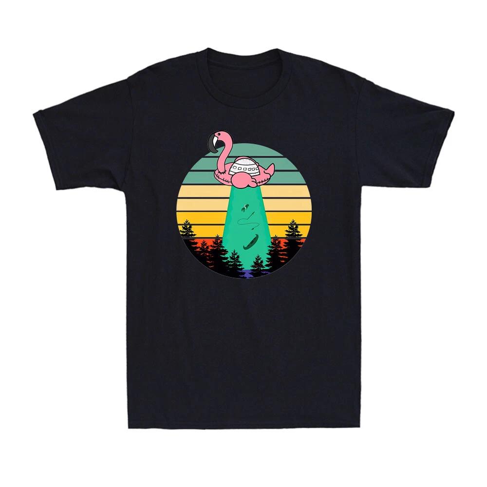 Alien Flamingo Abduction - Fun Flamingo UFO Flying Saucer Vintage Men s T-Shirt M