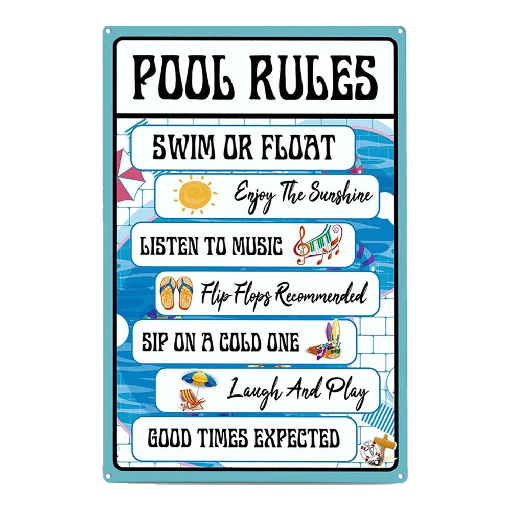 Pool Rules Sign for Outdoor, Backyard Metal Swimming Pool Sign, No Diving No Running No Peeing No Lifeguard On Duty Sign