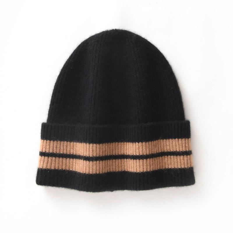 Unisex 100% Pure Cashmere Winter Beanie - Warm Knit European and American Style Slouch Hat One Size чёрный