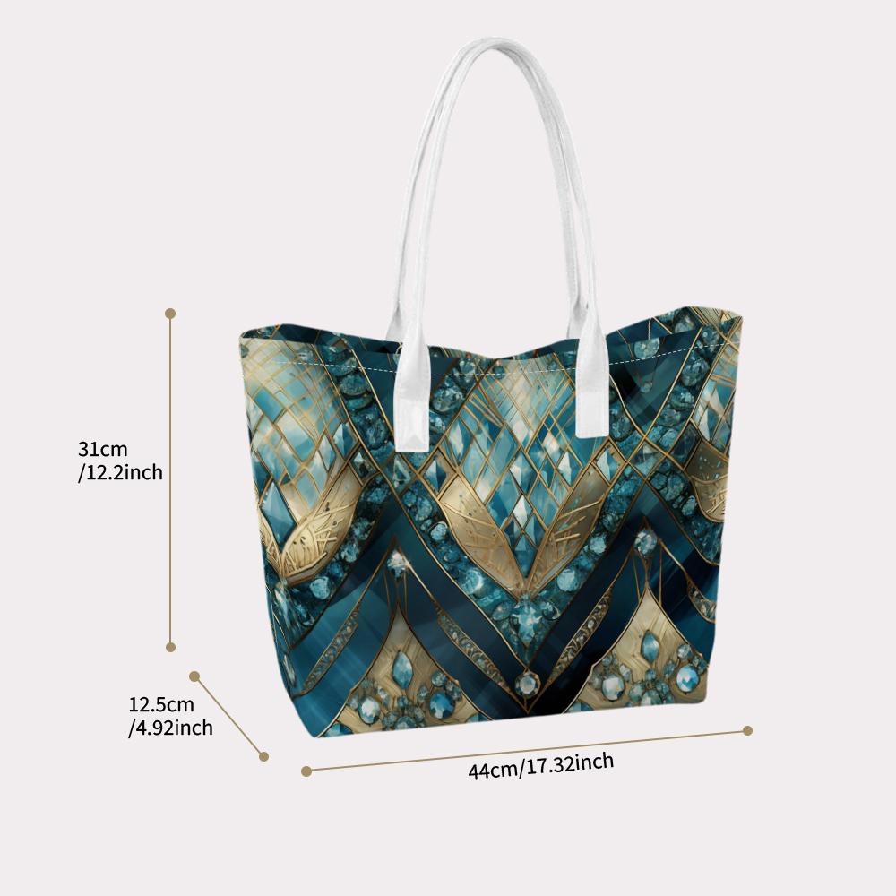 Elegant Geometric Printed Tote Bag for Daily Commute Casual Outdoor Shopping Carry Shoulder Bag