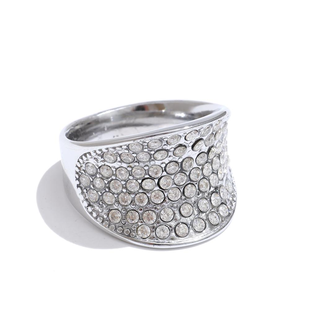 

Yhpup Size 6789 Shiny Cubic Zirconia Inlaid Fashion Ring Gold & Platinum Plated Fashion Stainless Steel Delicate Finger Jewelry 6