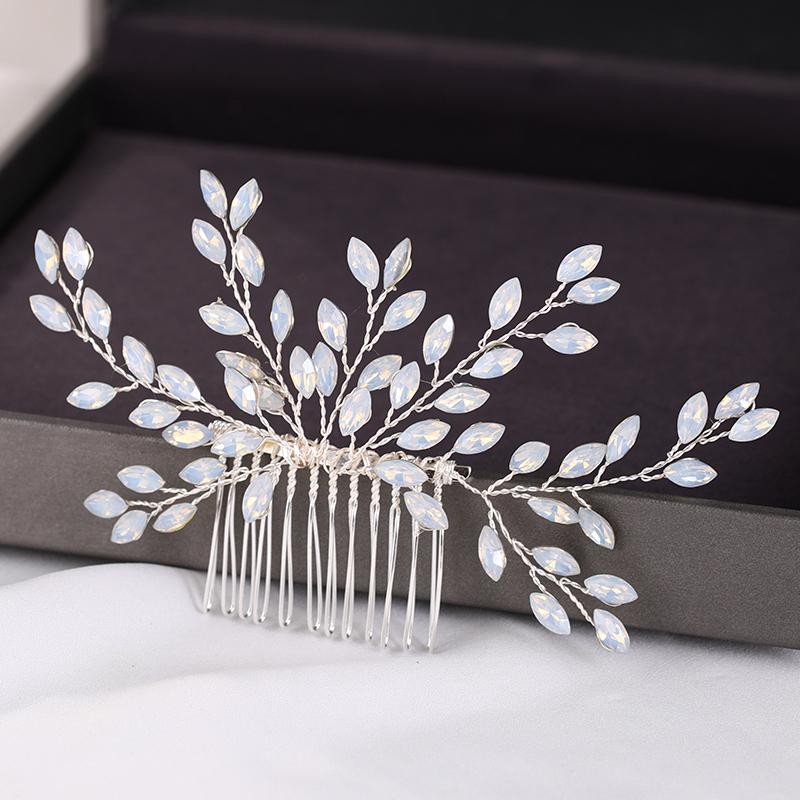 Silberfarbene Perle Kristall Hochzeit Haarkämme Haaraccessoires für Braut Blume Kopfschmuck Frauen Braut Haarschmuck Schmuck